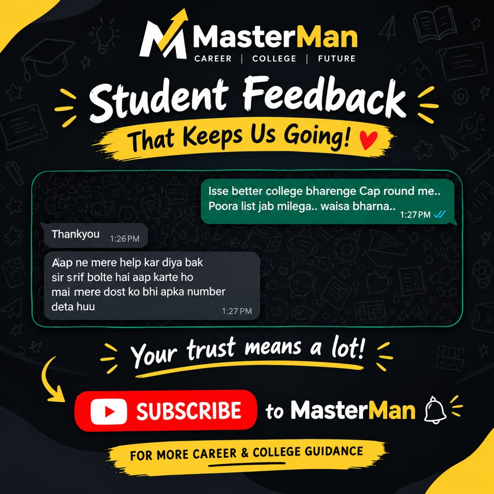 MasterMan student feedback post — WhatsApp message from a counselling student