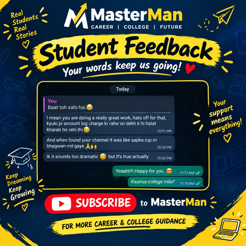 MasterMan student feedback post — WhatsApp message from a counselling student