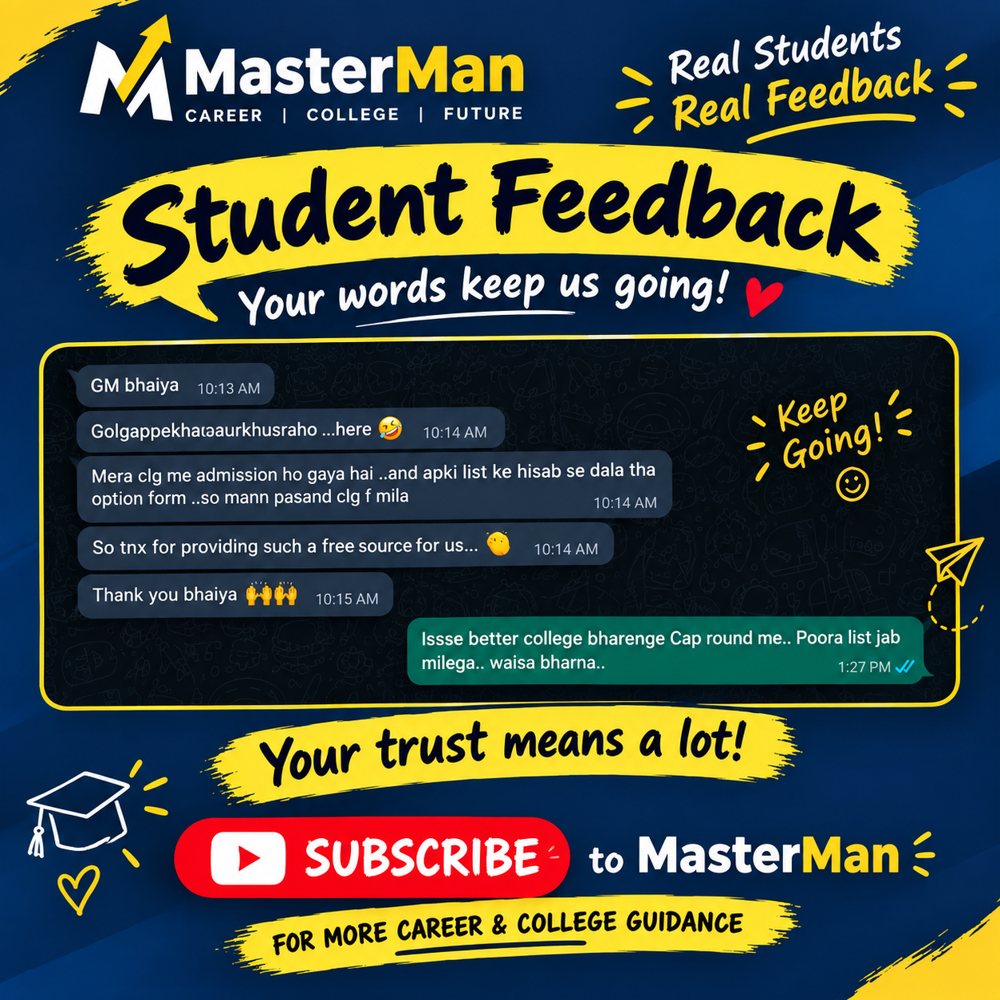 MasterMan student feedback post — WhatsApp message from a counselling student