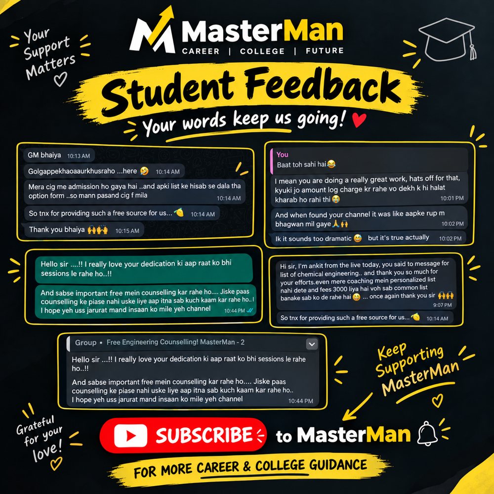 MasterMan student feedback post — WhatsApp message from a counselling student